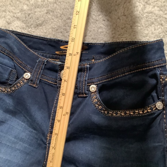 Seven7 Leggings Jeggings Jeans Size‎ 8 Dark Wash Embellished Low Rise - Picture 6 of 15